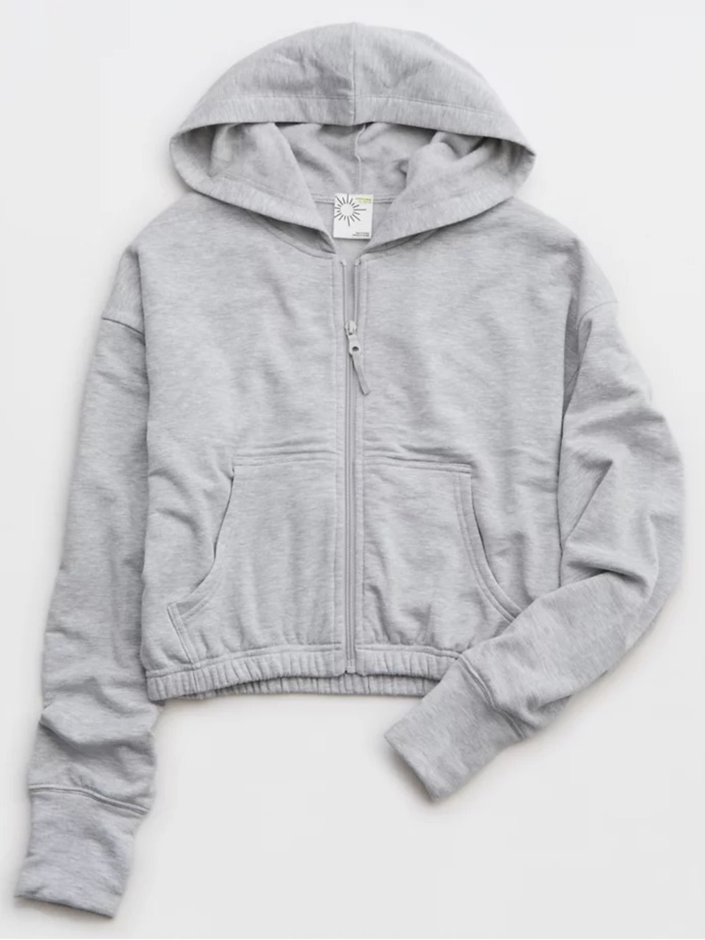 OFFLINE By Aerie OTT Cropped Full Zip Sweatshirt Heather Gray Size Small
